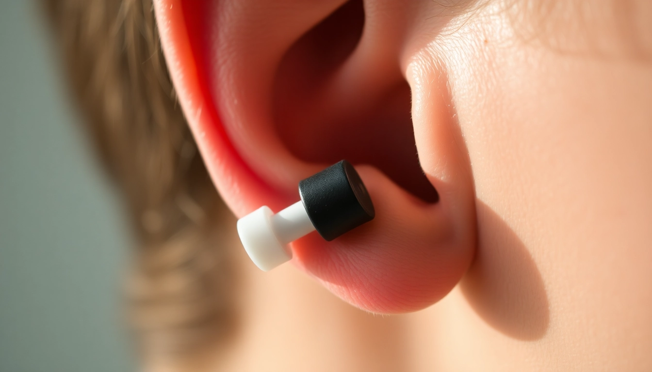 Comfortably fit ear plug in ear, designed for sound reduction and cozy use in various environments.