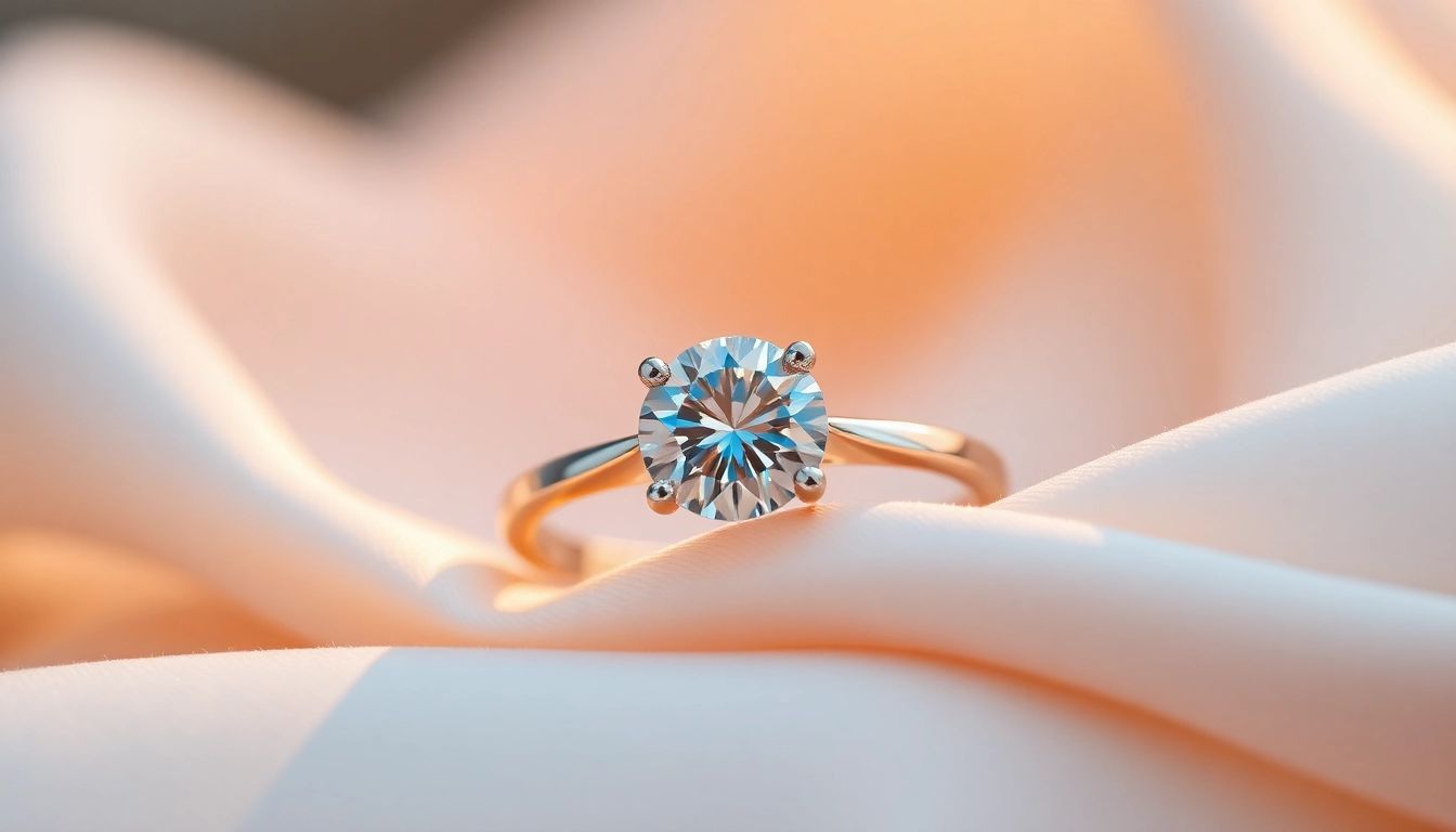 Admire the brilliance of 2 Carat Engagement Rings featuring a dazzling diamond on silk.