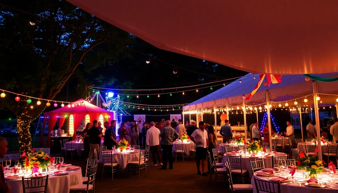 Gather guests around a beautifully decorated outdoor space for a unique event experience.