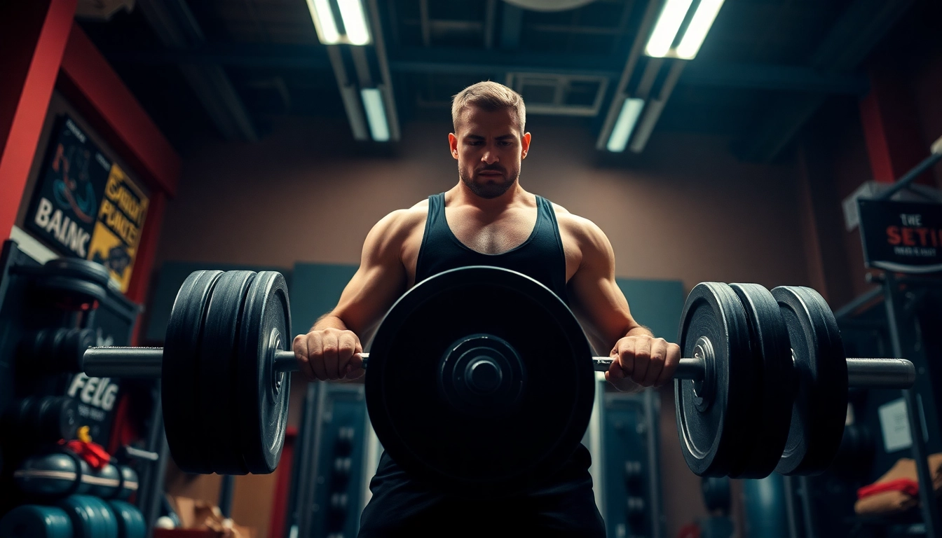 Weightlifting action shot of an athlete executing a barbell lift in a dynamic gym setting.