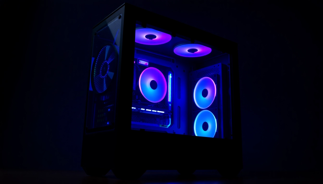 Showcase of a modern gaming pc case featuring RGB lighting and a transparent side panel for enhanced aesthetics.