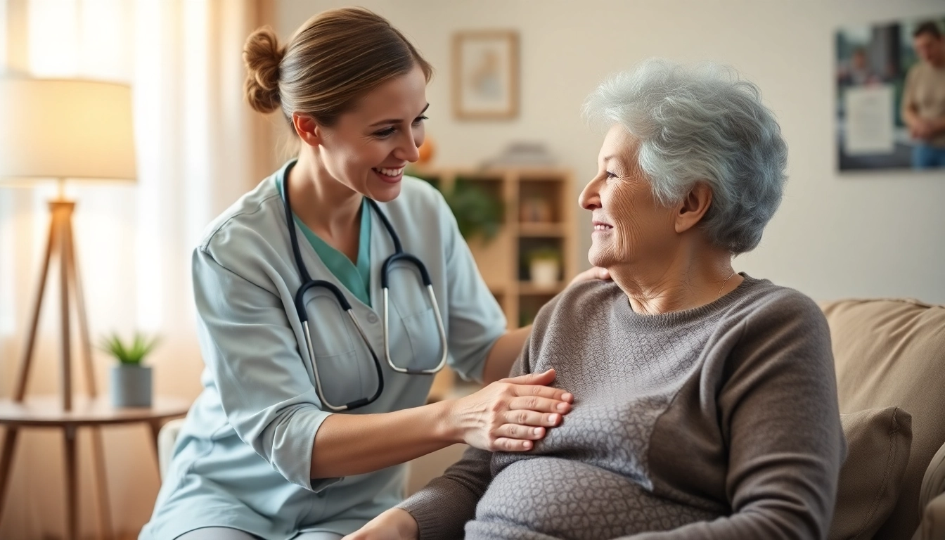Providing personalized care with a home care package for elderly clients in a warm setting.