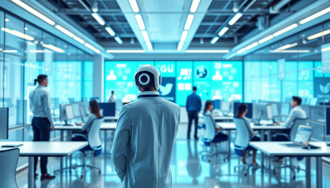 AI outreach agents optimizing sales workflows with seamless technology interactions in a modern office.