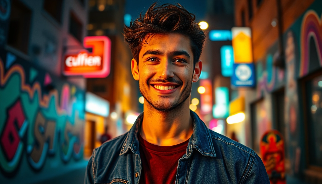 Bold portrayal of based chad zora in a vibrant city setting, exuding confidence and style.