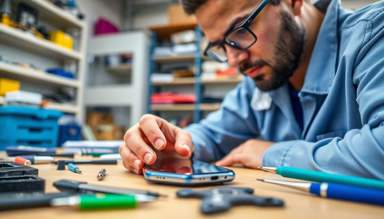 Riparazione cellulari a Torino: tecnico esperto ripara smartphone con schermo rotto.