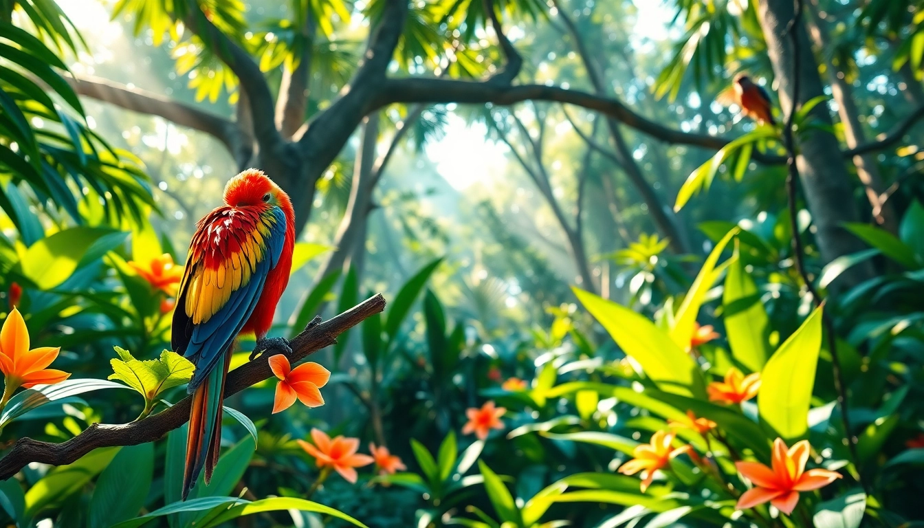 Engage with the vibrant wildlife of www.sudswild.com, featuring a colorful parrot and lush greenery.