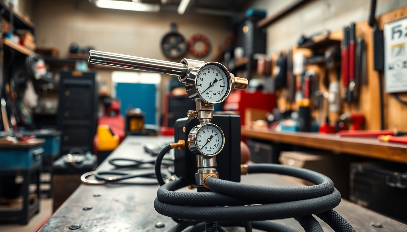 Showcase oxy acetylene welding kit in a workshop setting with tools and vibrant details