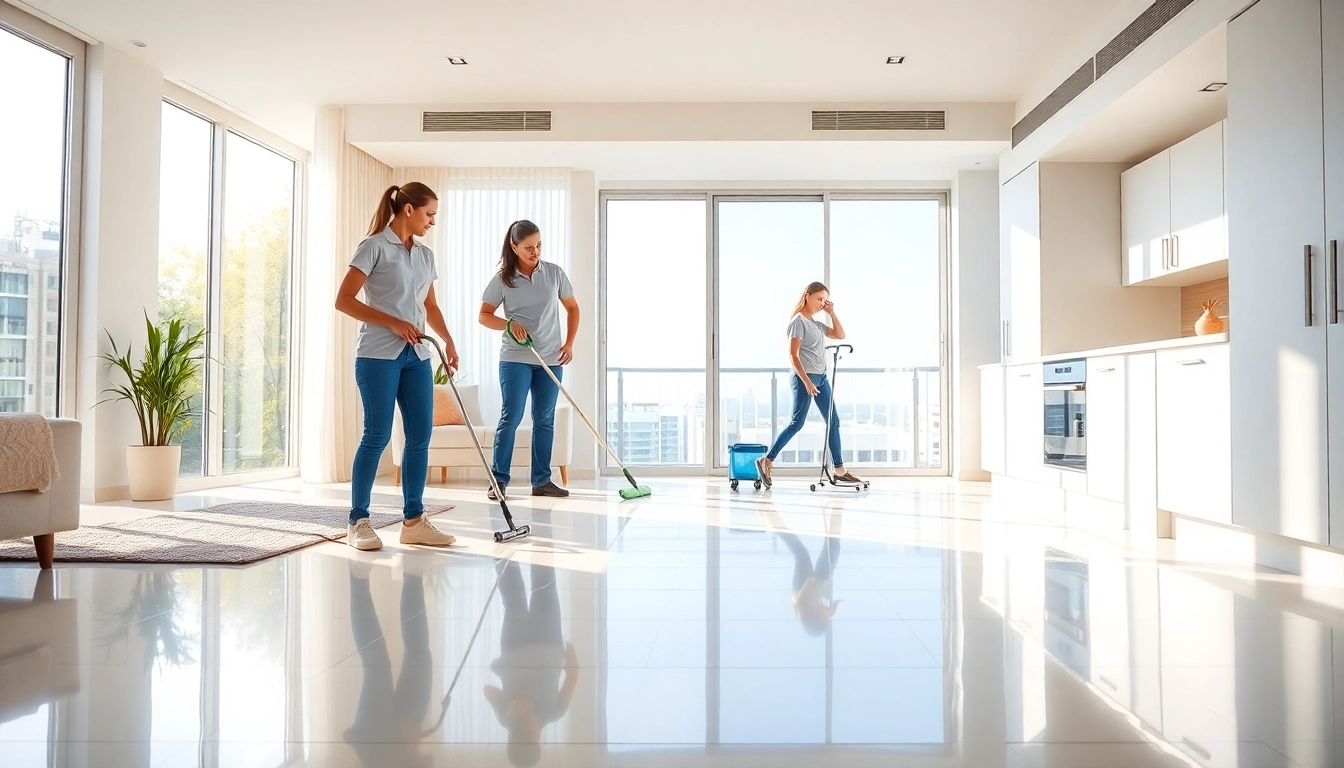 Bond cleaning Brisbane service in action, showcasing a professional cleaner in a spotless apartment.