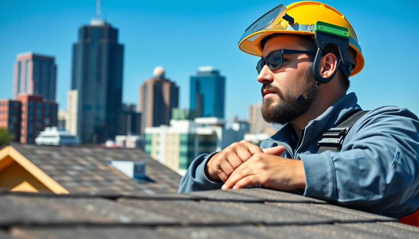 Highlighting the best roofing company in Austin through a skilled contractor inspecting a roof.