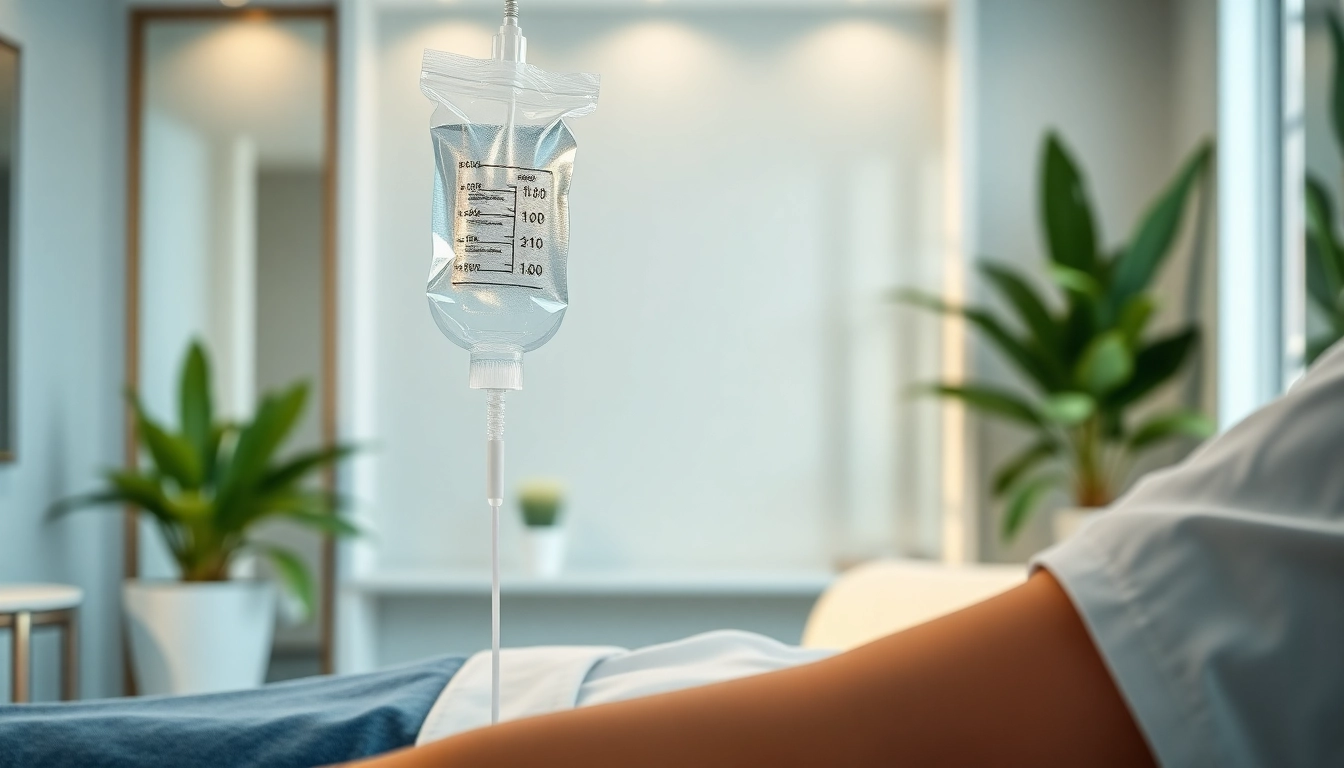 Patient undergoing IV Therapy in a tranquil clinic space, promoting wellness and relaxation.