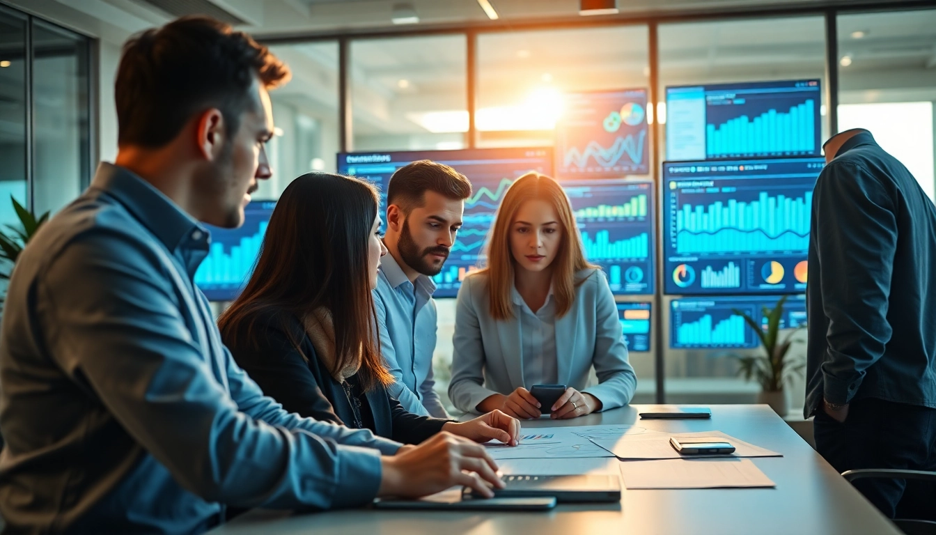 Enhancing competitive intelligence strategy through collaborative analysis in a modern office.
