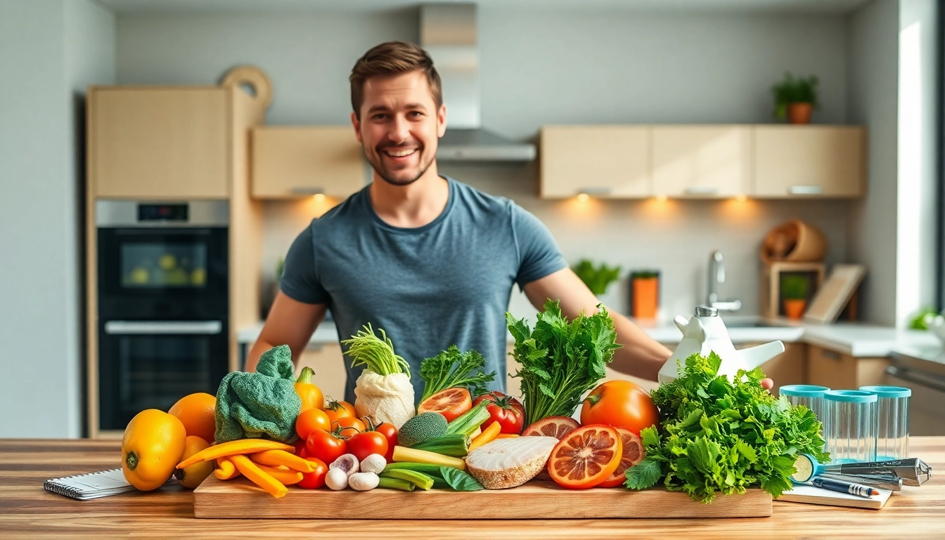 Engaging scene showcasing the best diet program with healthy meal prep in a bright kitchen setting.