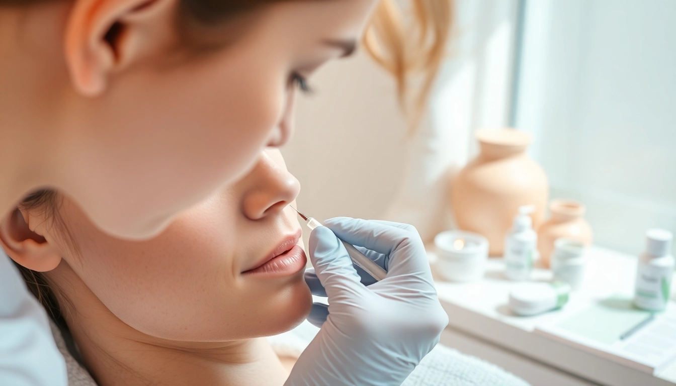 Administering botox fillers in a calming medspa, showcasing professional care and expert application.