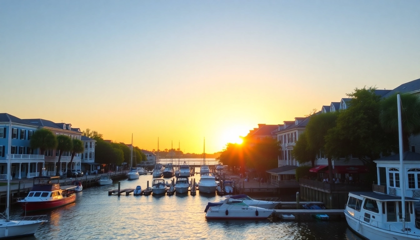 Scenic waterfront view of Georgetown SC capturing historic architecture and tranquil marina.