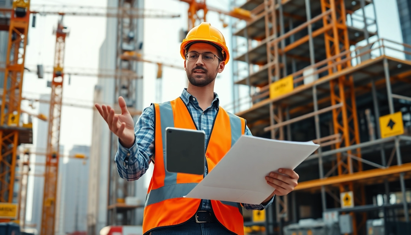 Manhattan Construction Manager guiding a construction project while engaged with the team.