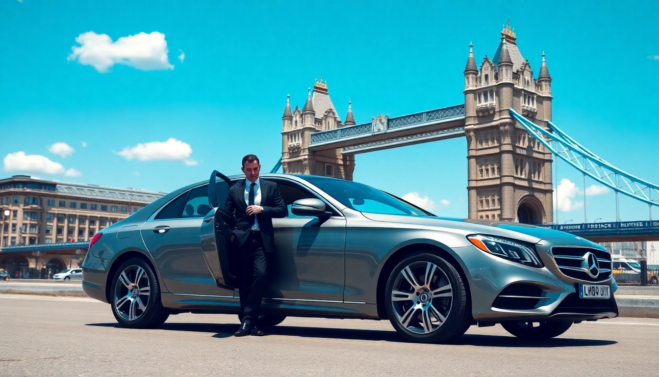 Experience luxury chauffeur service london with a premium car at Tower Bridge in sunlight.